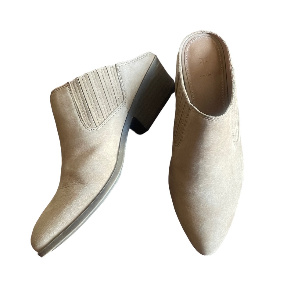 Frye 8 Tan Heeled Mules Leather Slip‎ On
